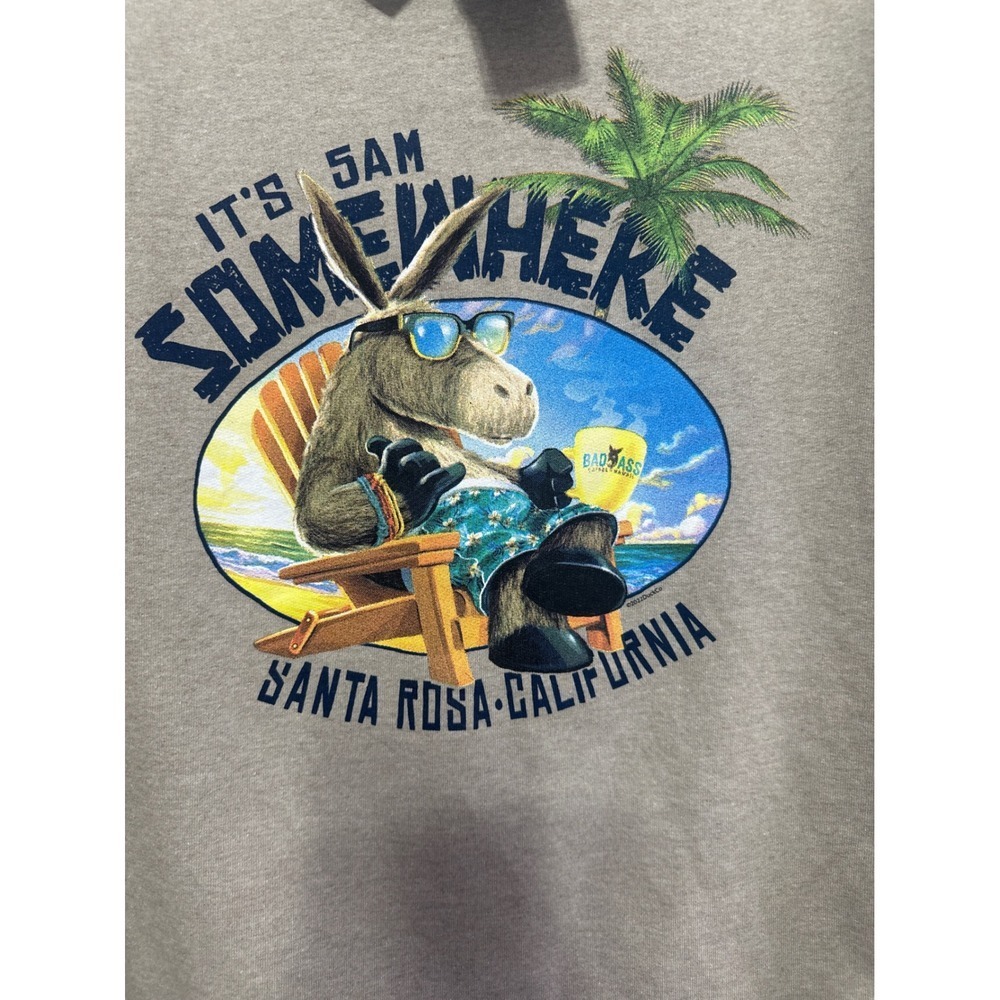 NWT The Duck Company Santa Rosa CA Its 5AM Somewhere Graphic Hoodie Tan S - Picture 2 of 8